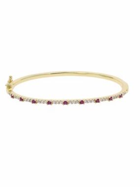 Macy's Gold Bangle Bracelet with Pink and Clear Stones